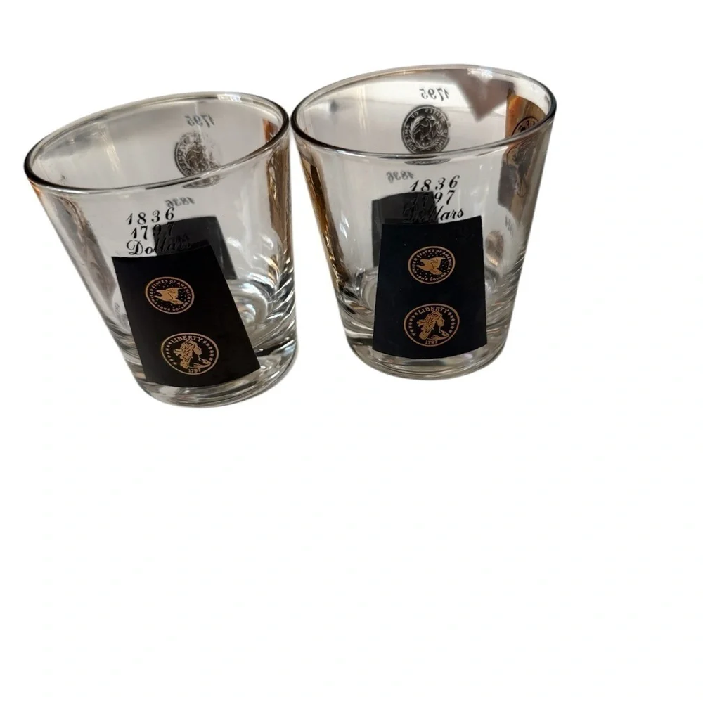 Cera International Black and Gold Coin mid  Century Cocktail Barware set of 2